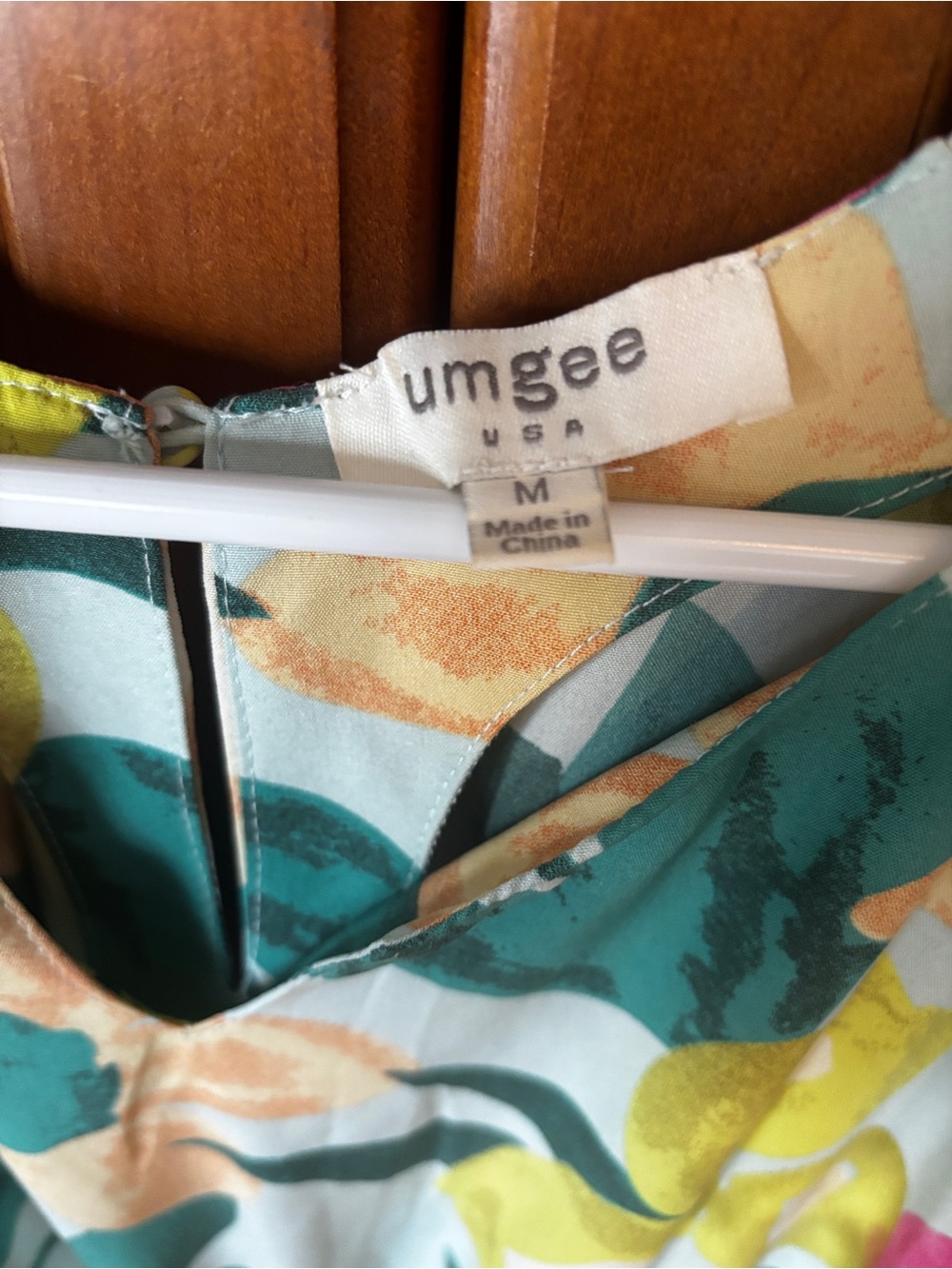 Umgee Floral Teal Yellow Green Print Dress - Picture 2 of 3